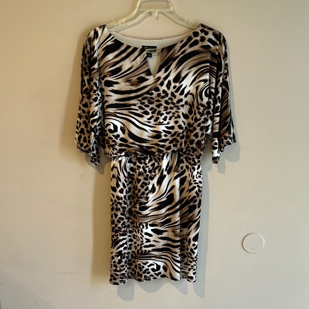 Thalia Sodi Animal Print Dress - Black, Brown, White